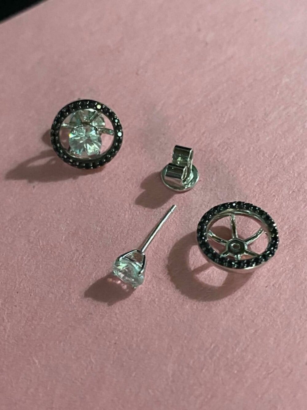 .925 Black Spinel & Cubic Zirconia 2 in 1 earring